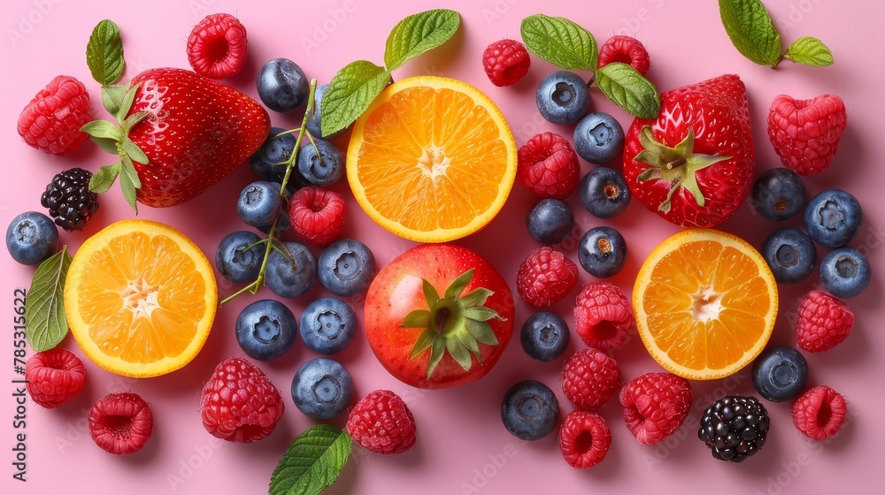 oranges, raspberries, blueberries, and strawberries oranges, raspberries, blueberries, and strawberries