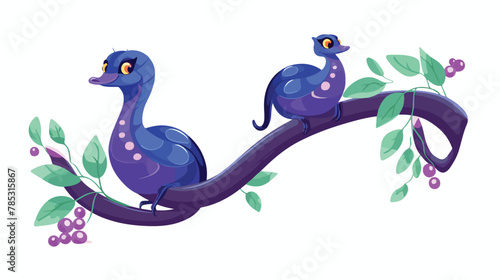 Snake on tree branch for jungle landscape or game ui photo