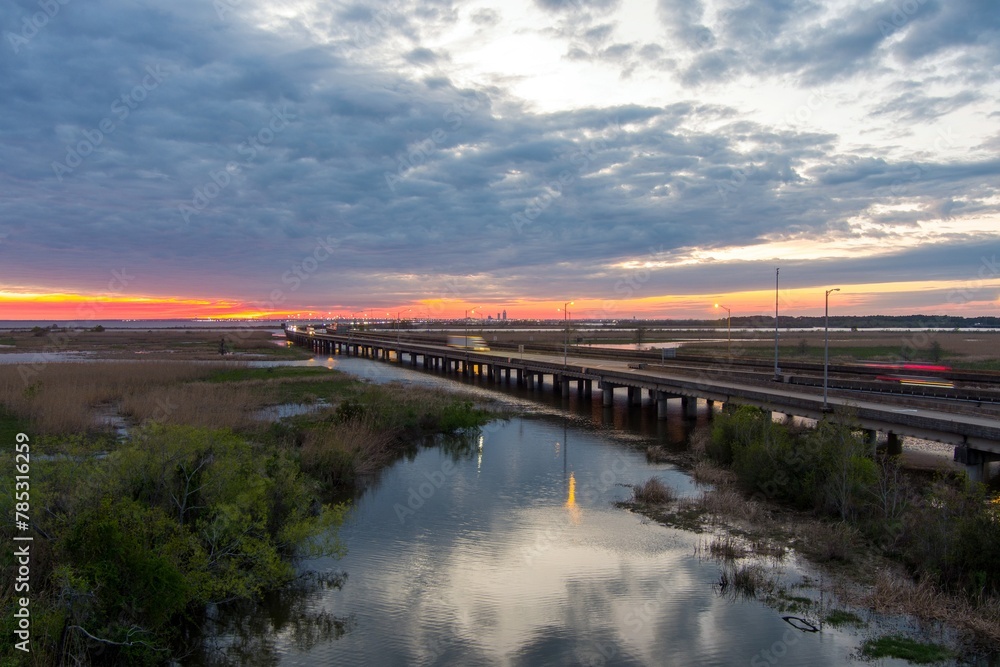 Fototapeta premium Mobile Bay, Alabama sunset in April