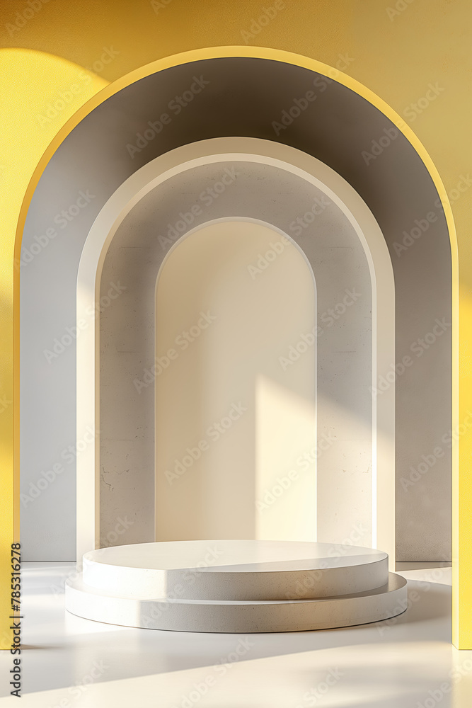 Monochromatic arches with podium in sunlight Monochromatic arches with podium in sunlight