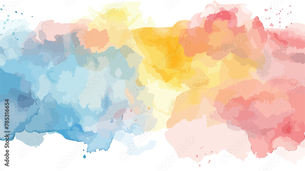 Soft vibrant watercolor painted background Flat vector