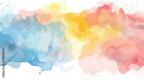 Soft vibrant watercolor painted background Flat vector