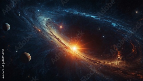 Energetic abstract wallpaper texture background illustration, Interstellar adventure across star clusters and solar systems.