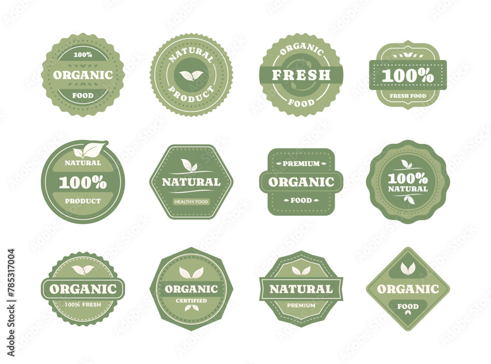 Natural product label badge vector set Natural product label badge vector set