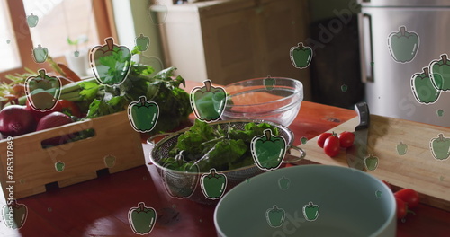 Image of pepper icons over vegetables in bowls