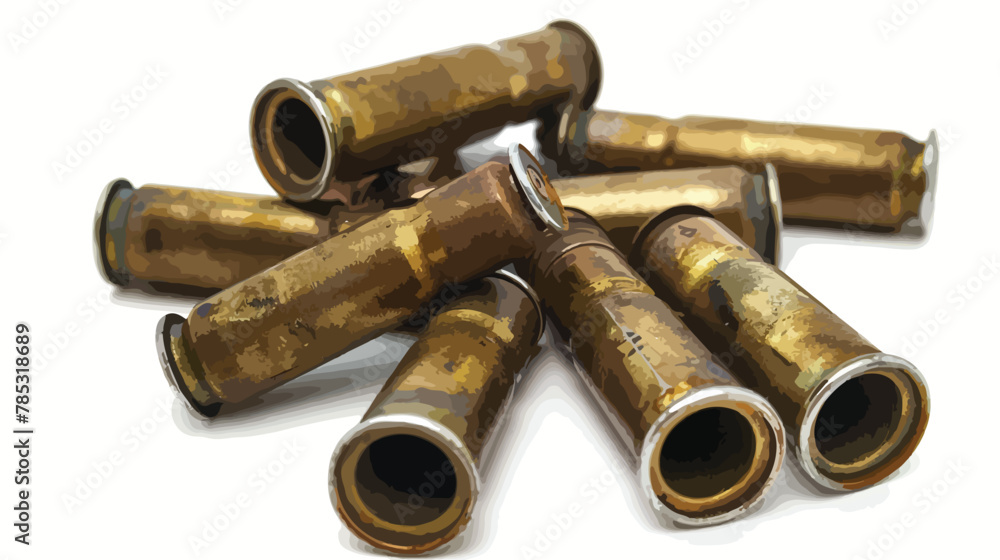 Spent shell casings after firing Flat vector isolated