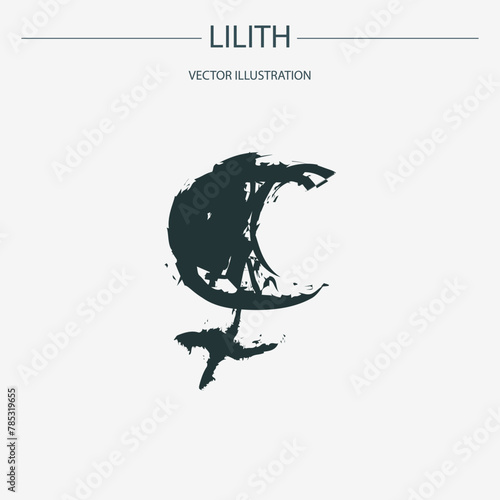 Astrological designations, aspects for astrologer. the meaning of the planets, study of astrology. Vector pictogram elements constellation illustration for ancient alchemy: lilith