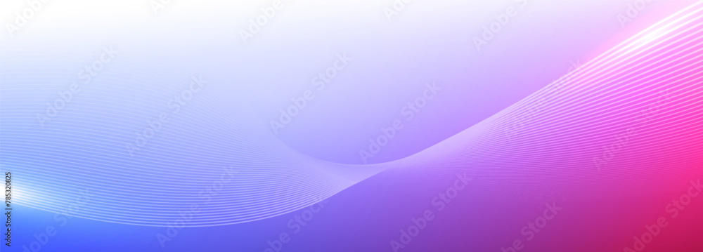 Abstract wavy stripes on gradient background. Vector wave lines smooth flowing dynamic blue and pink gradient for concept of technology, digital, communication, science, music. Elegant Vector EPS10.