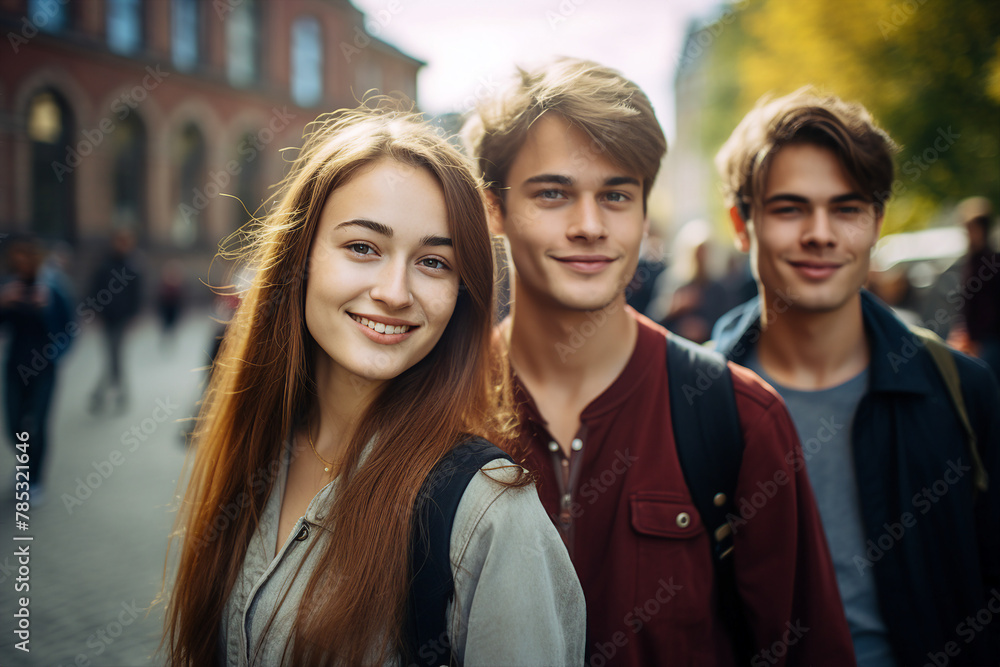 Young students and pupils in school college library on a break spending study year back school Generative AI Young students and pupils in school college library on a break spending study year back school Generative AI