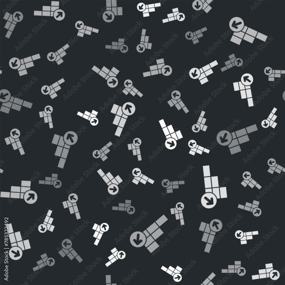 Grey Financial growth icon isolated seamless pattern on black background. Increasing revenue. Vector Grey Financial growth icon isolated seamless pattern on black background. Increasing revenue. Vector