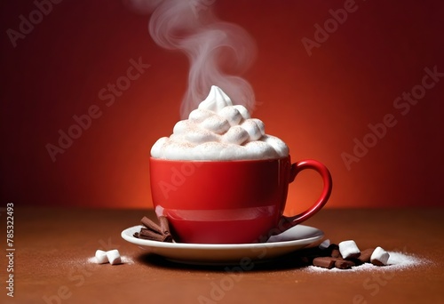 A Steaming Mug Of Hot Cocoa On A Cozy Cafe Table