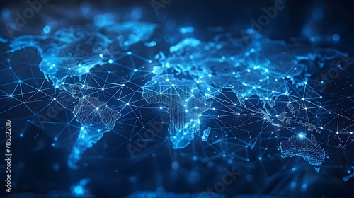 Global Network Connectivity Concept on Blue Background. Concept Network Connectivity, Global Concept, Blue Background, Technology Illustration, Internet Communication
