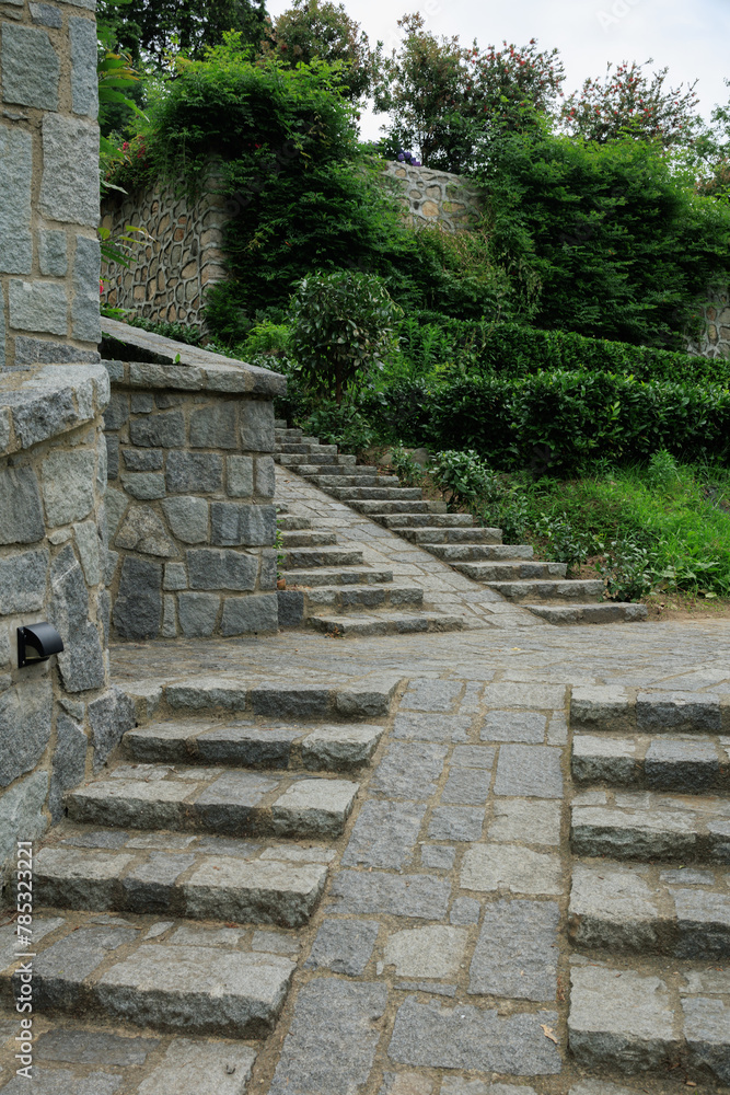 Stairs and steps, stone and concrete stairwells on the streets of Turkish cities, public places Stairs and steps, stone and concrete stairwells on the streets of Turkish cities, public places