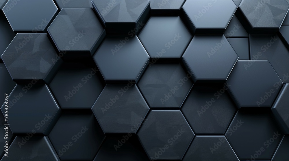 Black hexagons background banner, 3d render illustration. Black hexagons background banner, 3d render illustration.