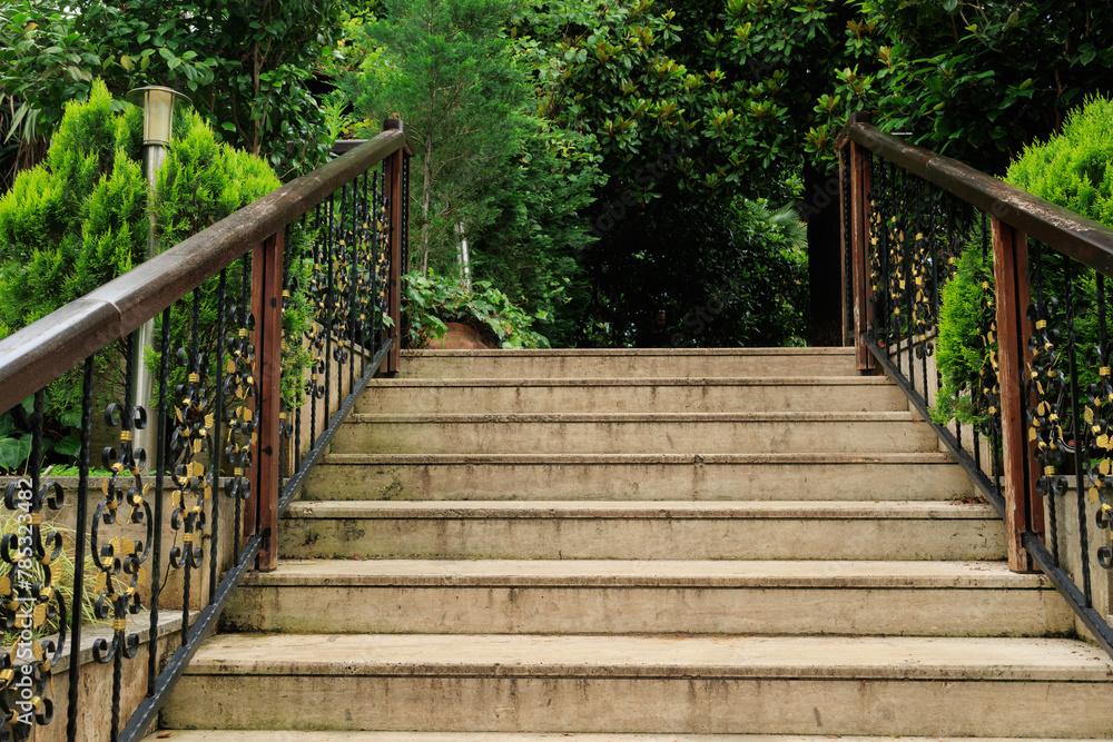 Stairs and steps, stone and concrete stairwells on the streets of Turkish cities, public places Stairs and steps, stone and concrete stairwells on the streets of Turkish cities, public places