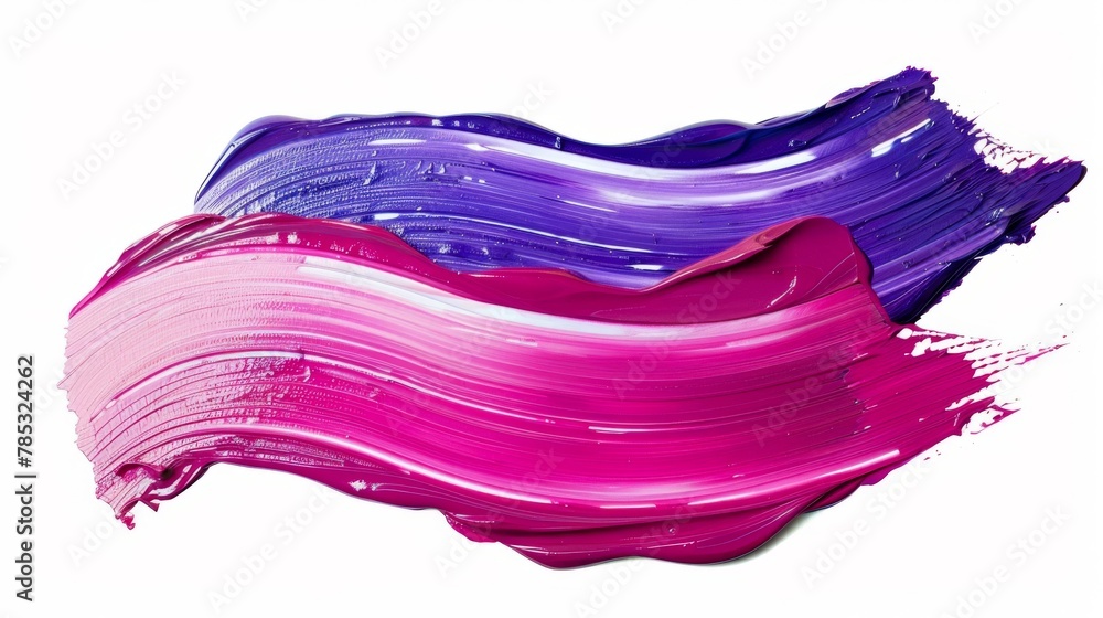 Colorful color acrylic oil paint background banner - Abstract stroke / splash stains blobs brush of purple pink paint, isolated on white background texture