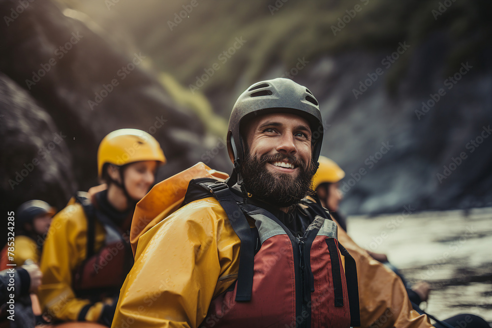 Dangerous extreme hobby people sailing kayaking down river active sportive lifestyle Generative AI picture Dangerous extreme hobby people sailing kayaking down river active sportive lifestyle Generative AI picture