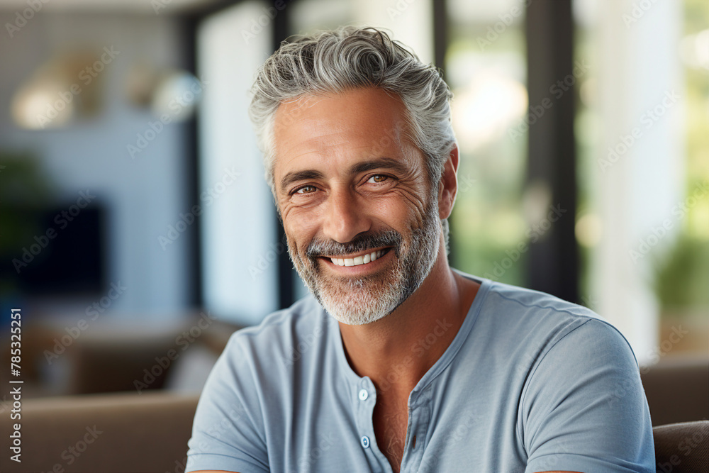 AI generated picture of happy nice handsome man enjoying weekend at home AI generated picture of happy nice handsome man enjoying weekend at home