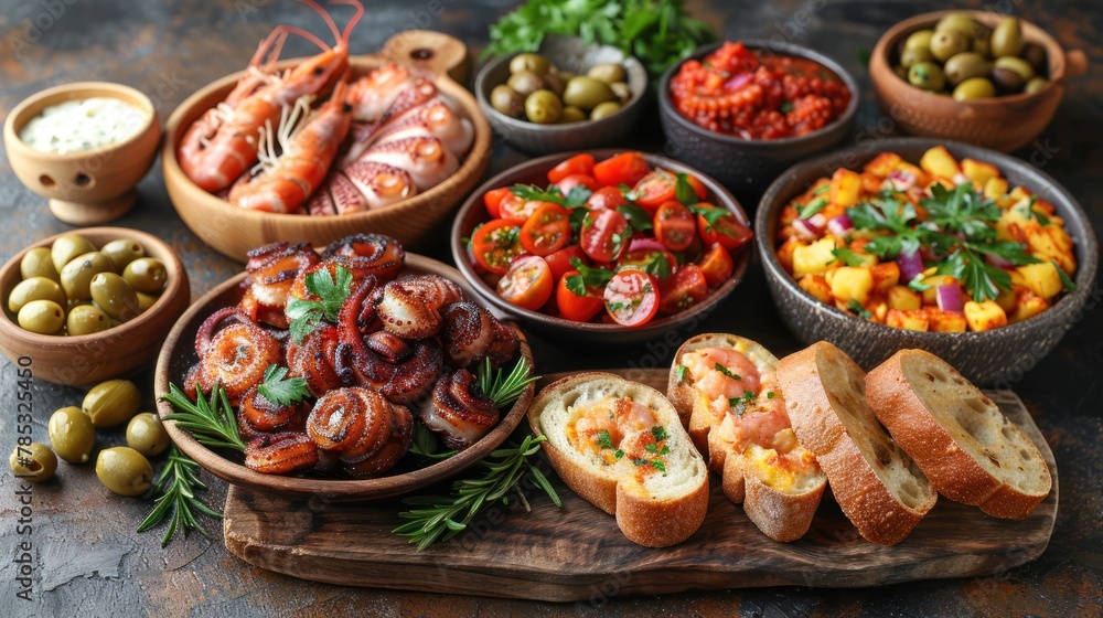 Tapas Spread: An enticing spread of Spanish tapas 