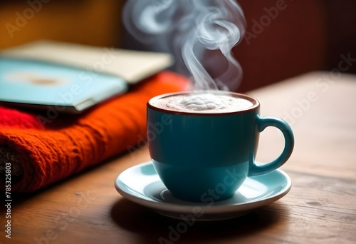 A Steaming Mug Of Hot Cocoa On A Cozy Cafe Table
