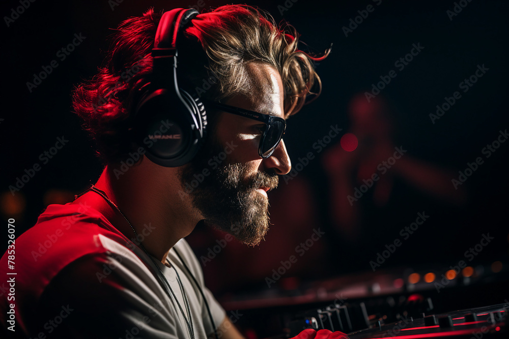 Radio podcast deejay near microphone recording news song program live broadcasting Generative AI Radio podcast deejay near microphone recording news song program live broadcasting Generative AI
