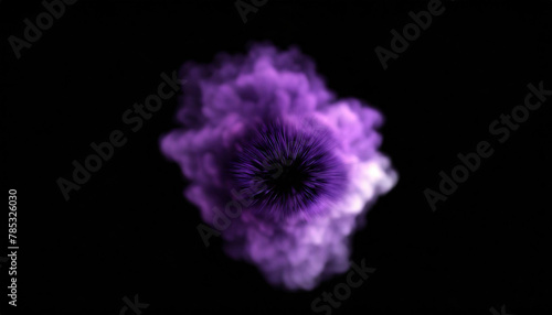 Purple color smoke brush black isolated transparent template dispersion dust explosion burst floating blast background abstract texture smoky ball cloud exploding.