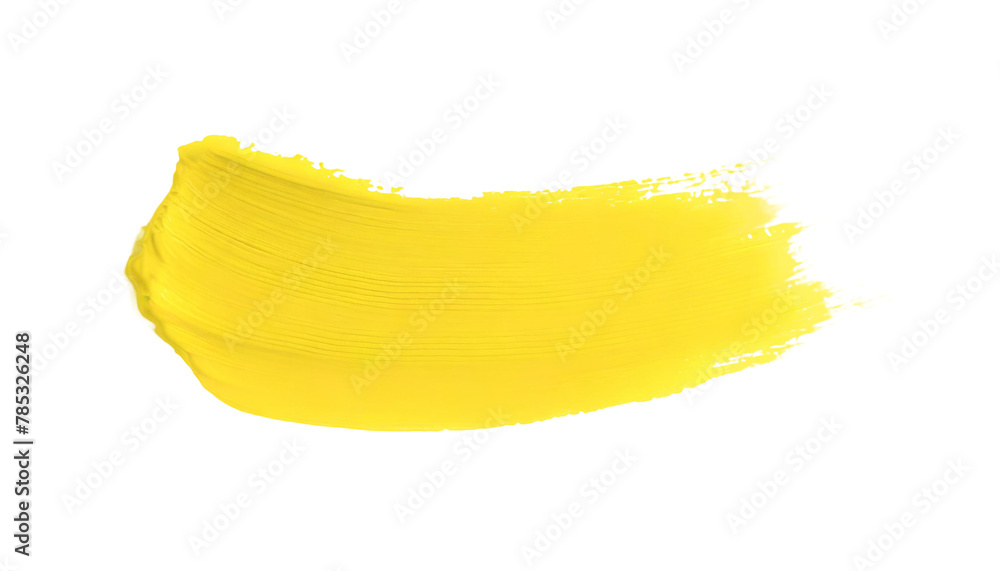 Yellow color paint stroke brush texture on white isolated cut out transparent background. Yellow color paint stroke brush texture on white isolated cut out transparent background.