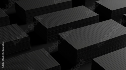 Modern business card mockup: horizontal stacks arranged in rows on black textured background