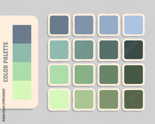 slategray darkseagreen palegreen palegoldenrod color palette, rgb colors matching, harmonious colours catalog photo