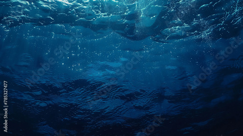 Dark blue ocean surface seen from underwater photo