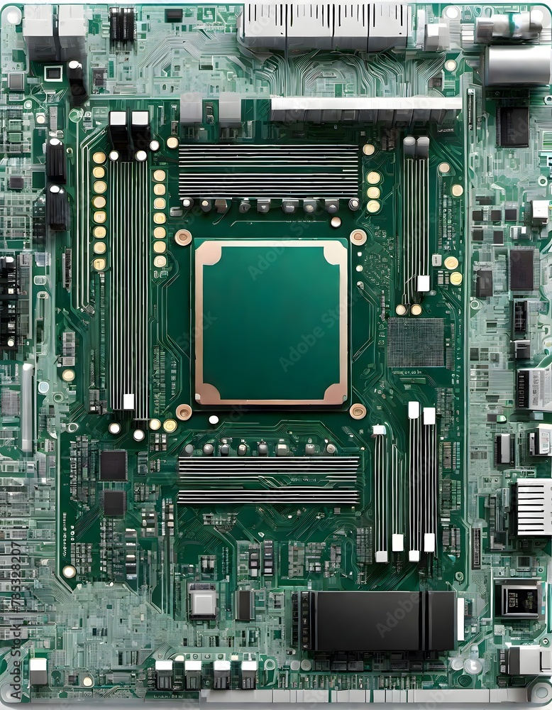 Advanced computer chip hardware, detailed view of intricate components, generated with AI. Advanced computer chip hardware, detailed view of intricate components, generated with AI.