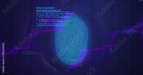 Image of security biometric fingerprint and data processing