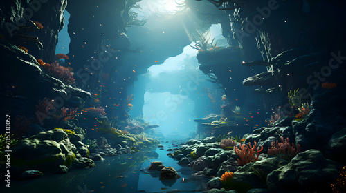 Underwater world. Underwater world. 3D render illustration.
