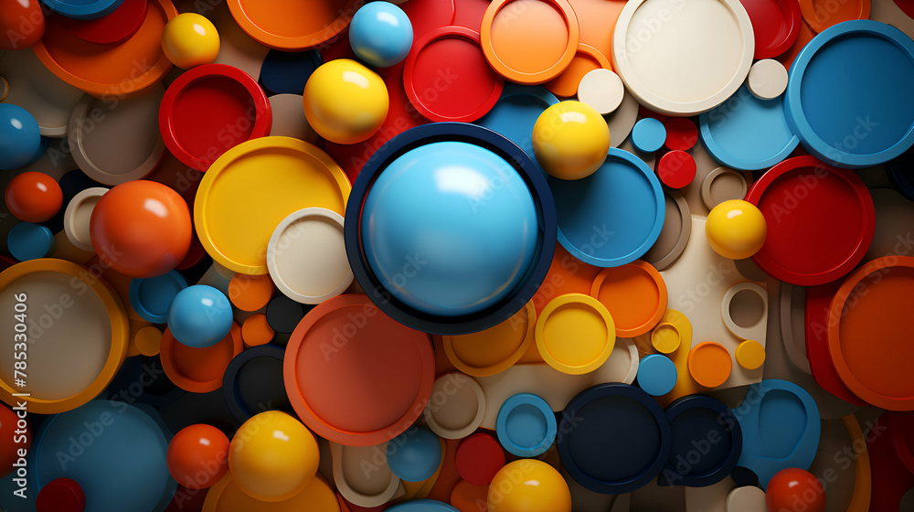 3d rendering of abstract background with circles in red. blue and yellow 3d rendering of abstract background with circles in red. blue and yellow