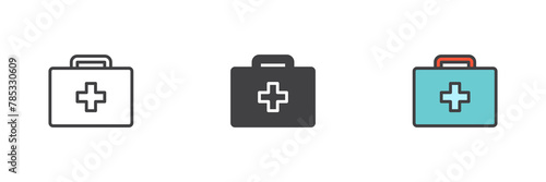 First aid kit different style icon set