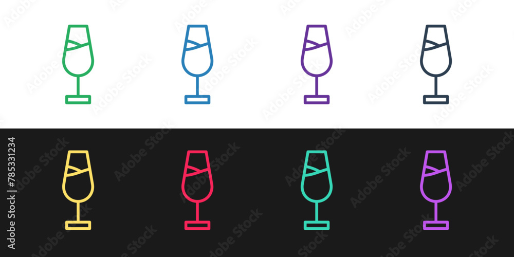 Set line Wine glass icon isolated on black and white background. Wineglass sign. Vector Set line Wine glass icon isolated on black and white background. Wineglass sign. Vector
