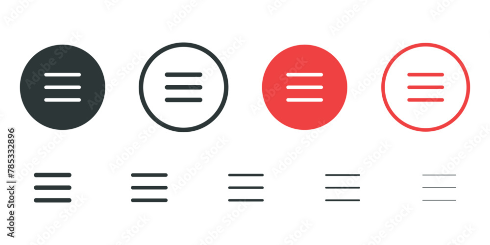 Menu icon, detail icon. vector horizontal three-line icon. show, information, list Menu icon, detail icon. vector horizontal three-line icon. show, information, list