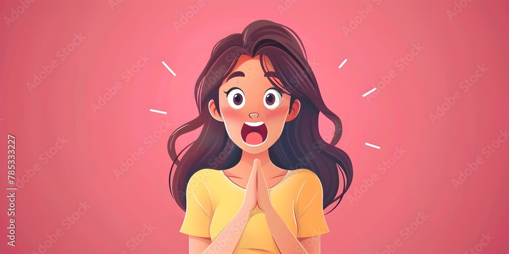 Excited Woman Reacting to a Limited Time Flash Sale Offer Excited Woman Reacting to a Limited Time Flash Sale Offer
