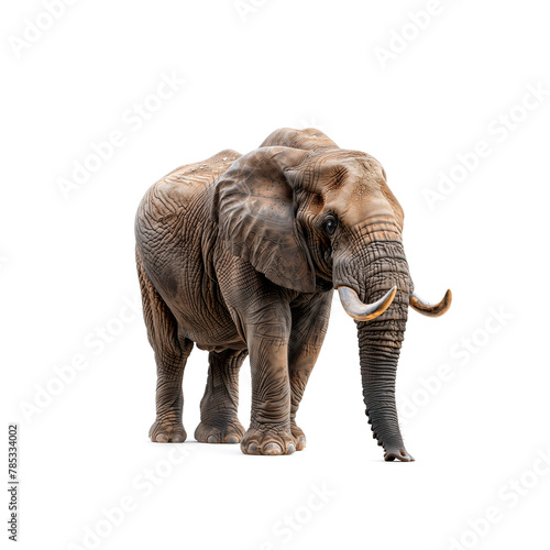 Majestic Elephant With Tusks on White Background. Generative AI