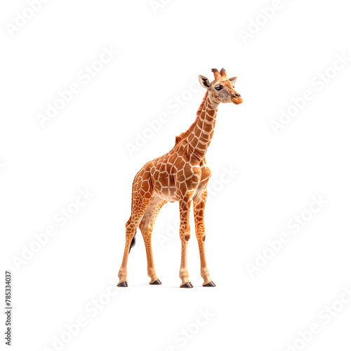 Baby Giraffe Standing Next to Adult Giraffe. Generative AI