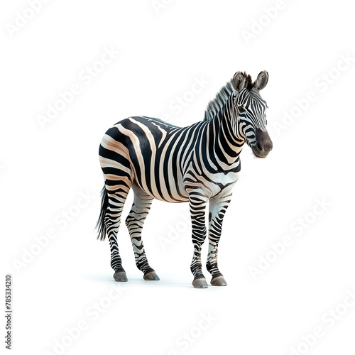 Zebra Standing on Top of White Floor. Generative AI