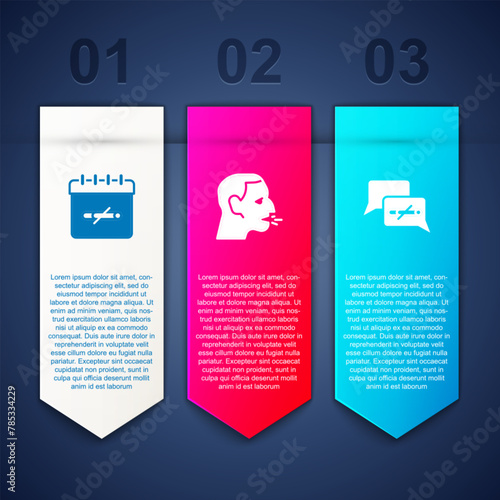 Set No smoking days, Man coughing and . Business infographic template. Vector