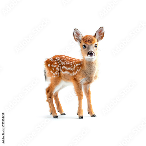 Small Deer Standing on Top of White Floor. Generative AI © jul_photolover
