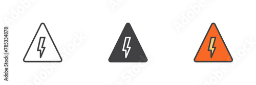 High voltage sign different style icon set