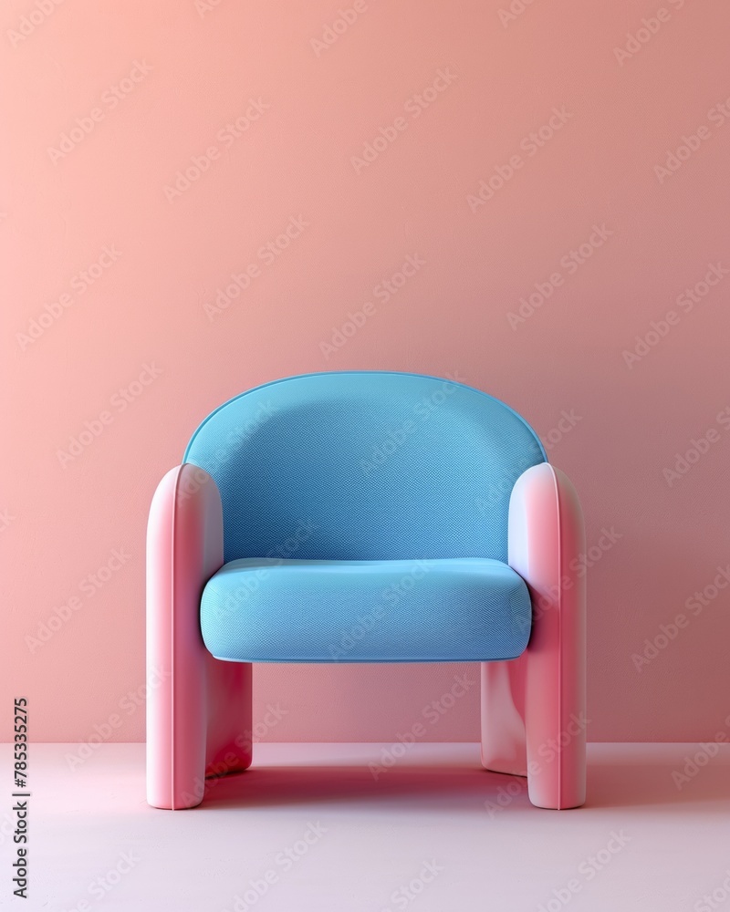 Minimalist Blue Sofa Against Pink Background in Modern Interior Design Minimalist Blue Sofa Against Pink Background in Modern Interior Design