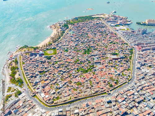 Aerial photography of the ancient city of Chongwu in Hui'an County, Quanzhou, Fujian, China © hu