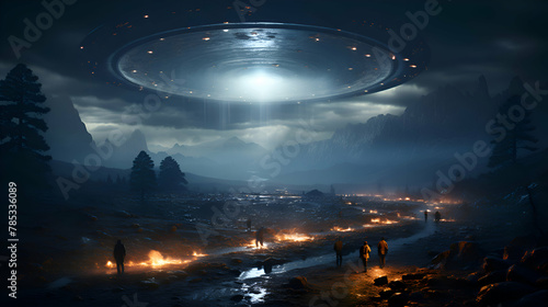 Fantasy alien planet in the night sky. 3d rendering.