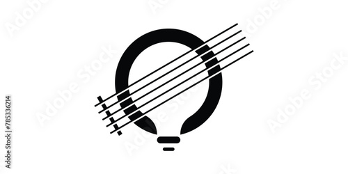 logo design combination of lamp shape with guitar, music, song, idea, intelligence, smart, solution, logo design template, symbol, icon, vector, creative idea. © Mas_W