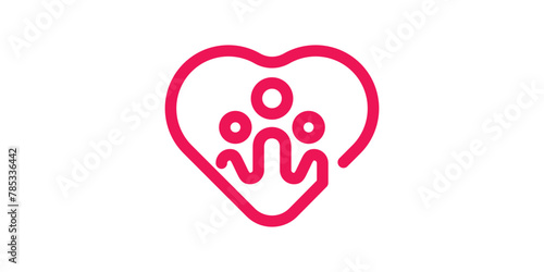 logo design combination of love shapes with people, family, together, partnership, community, logo design templates, symbols, icons, vectors, creative ideas. © Mas_W