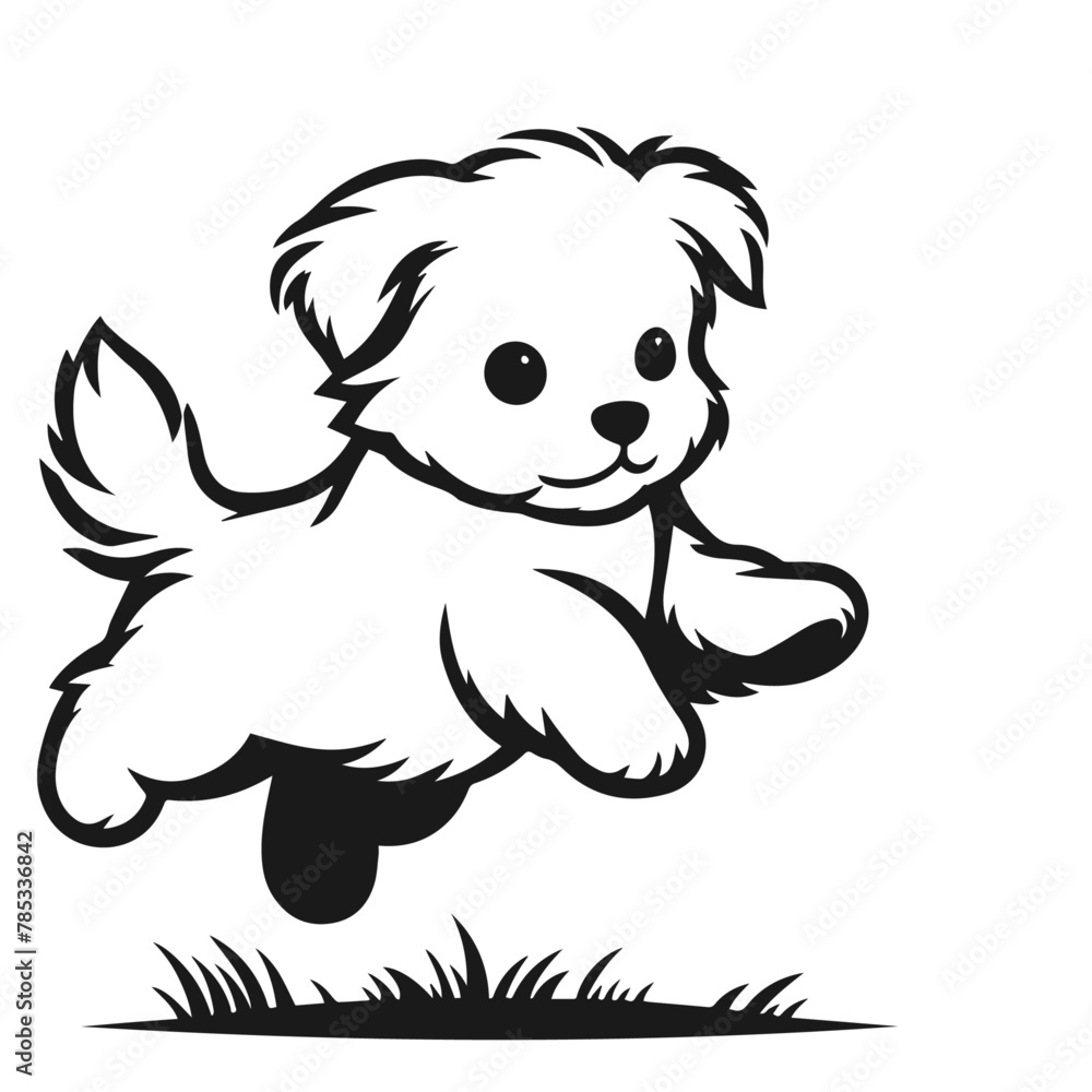 Fototapeta premium Cute dog illustration vector silhouette on white background